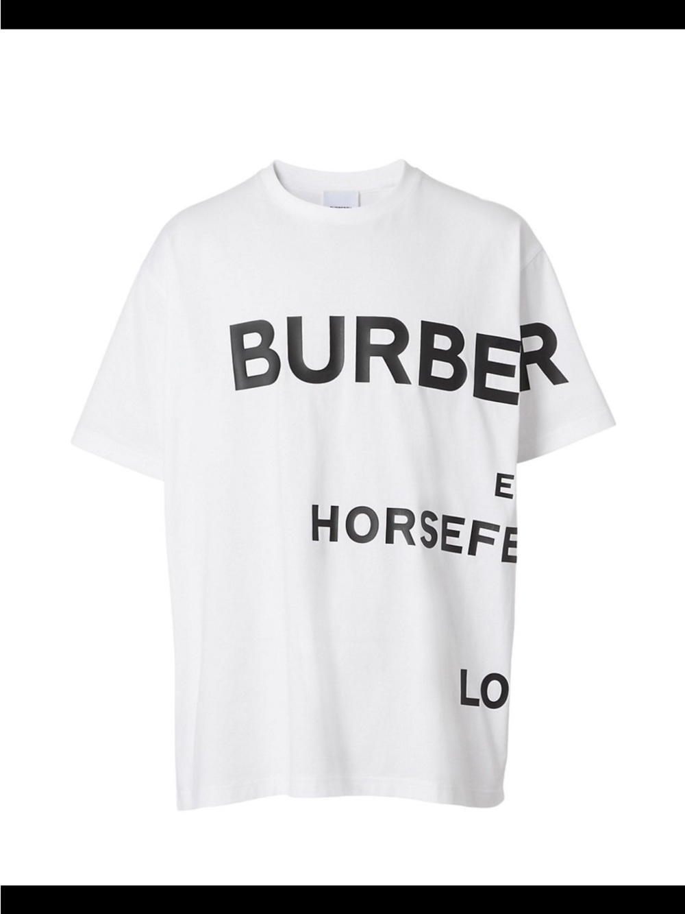 Burberry White and Black Oversized Logo Tee